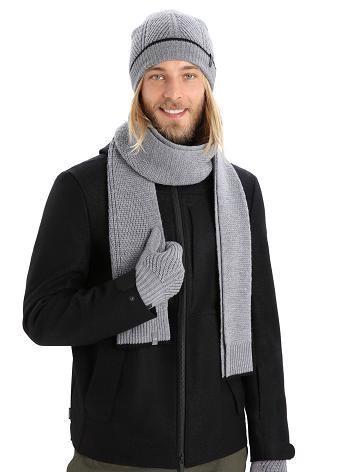 Men's Icebreaker Unisex Merino Waypoint Scarves Gritstone Heather / Black | CA 1881YXFU